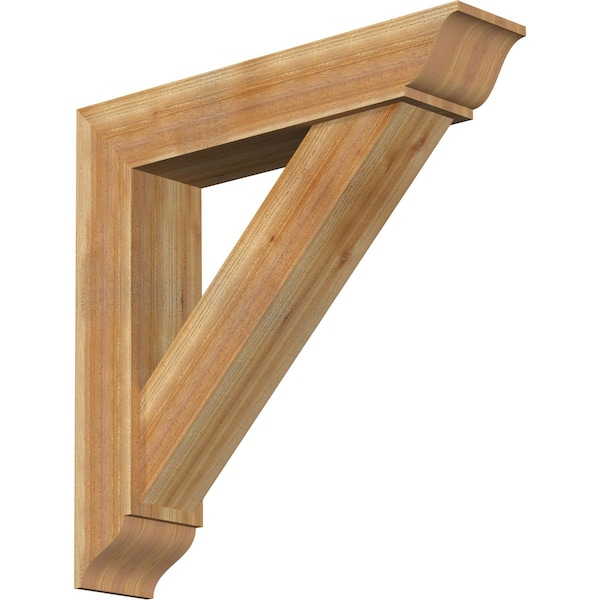 Ekena Millwork Traditional Traditional Rough Sawn Bracket w/ Offset Brace, Western Red Cedar, 8"W x 38"D x 38"H BKT0806X38X38TRA01RWR - main